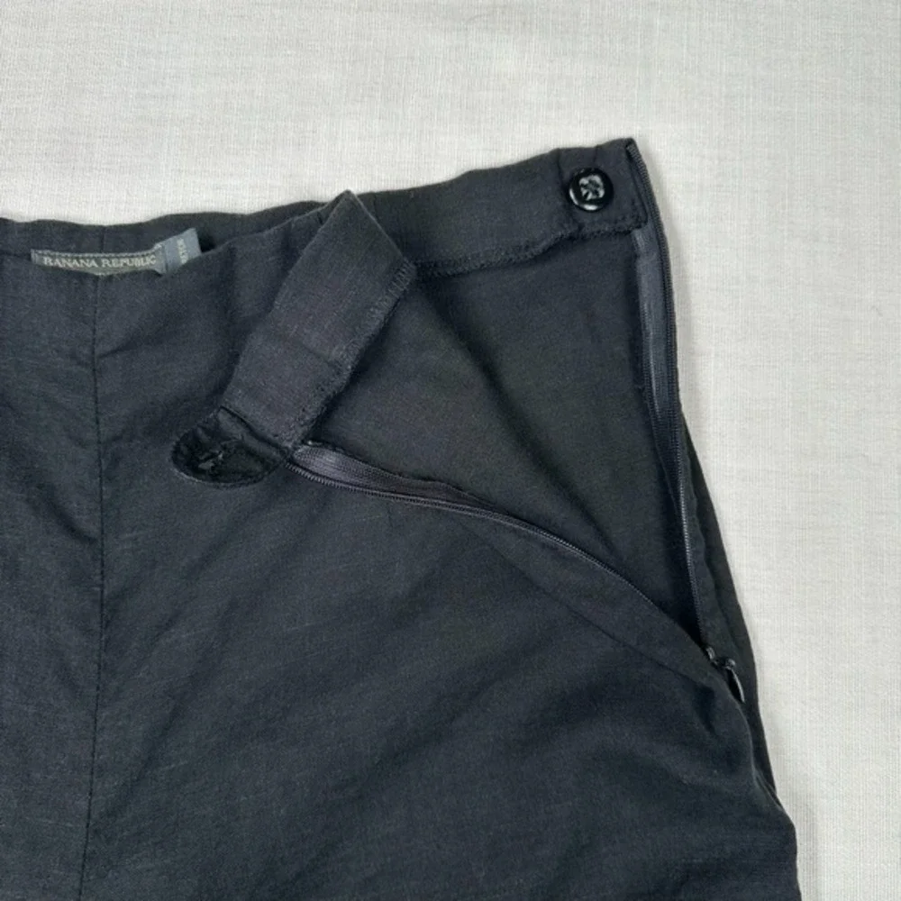 VTG Banana Republic Lindsey Stretch Linen Blend Pants 4P‎ Minimalist Y2K Black